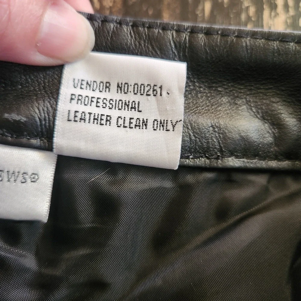 Vtg 90s Y2K Newport News 100% Leather Pants 6 Women Black 29x29 Moto Biker Lined